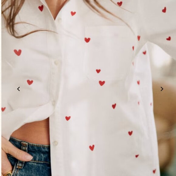 Sezane Tomboy Shirt White gold Hearts - Picture 6 of 6
